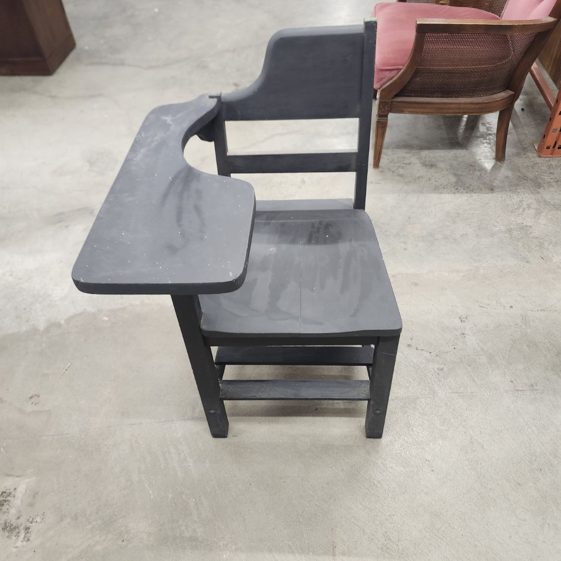 Vintage School Desk Chair Wood Tablet Arm