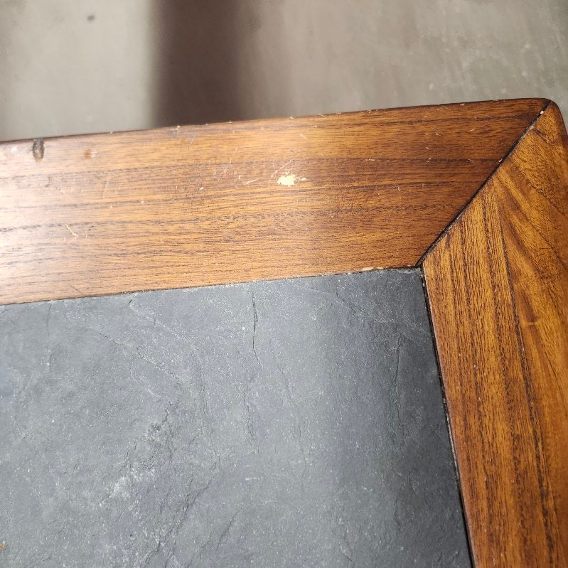 Pair of Slate Top End Tables Wood Frame
