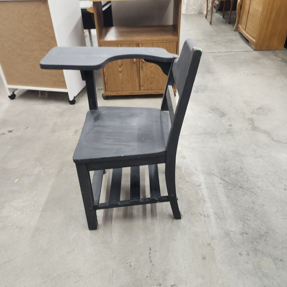 Vintage School Desk Chair Wood Tablet Arm