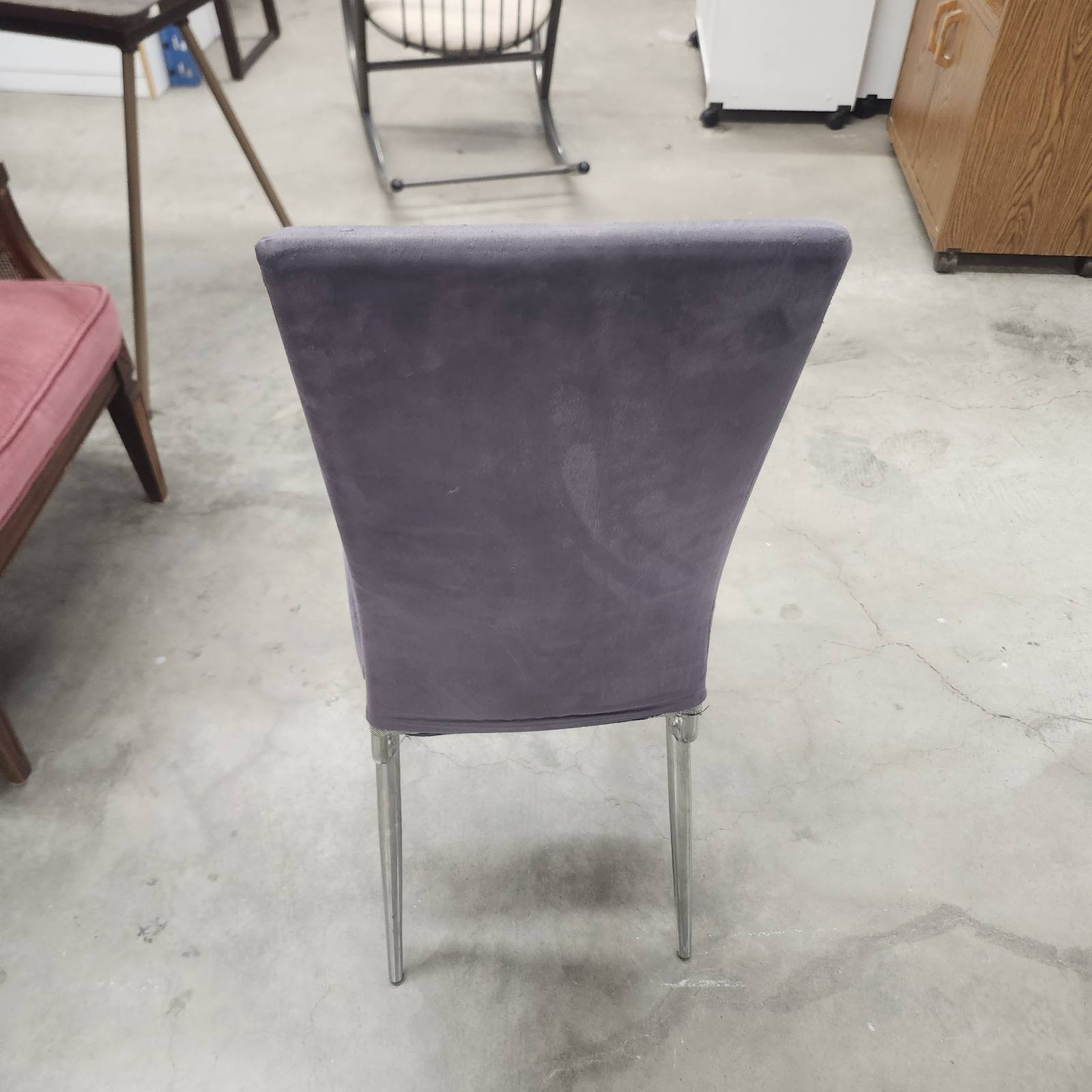 Dining Chair Modern High Back Purple Velvet Metal