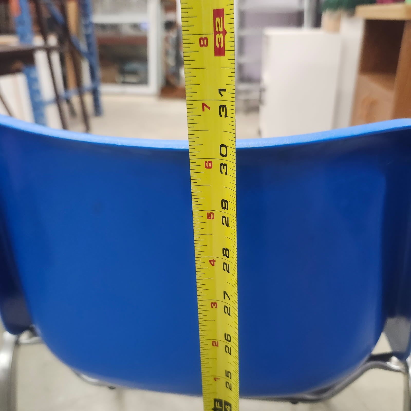 Blue Plastic Stackable Side Chair Metal Frame