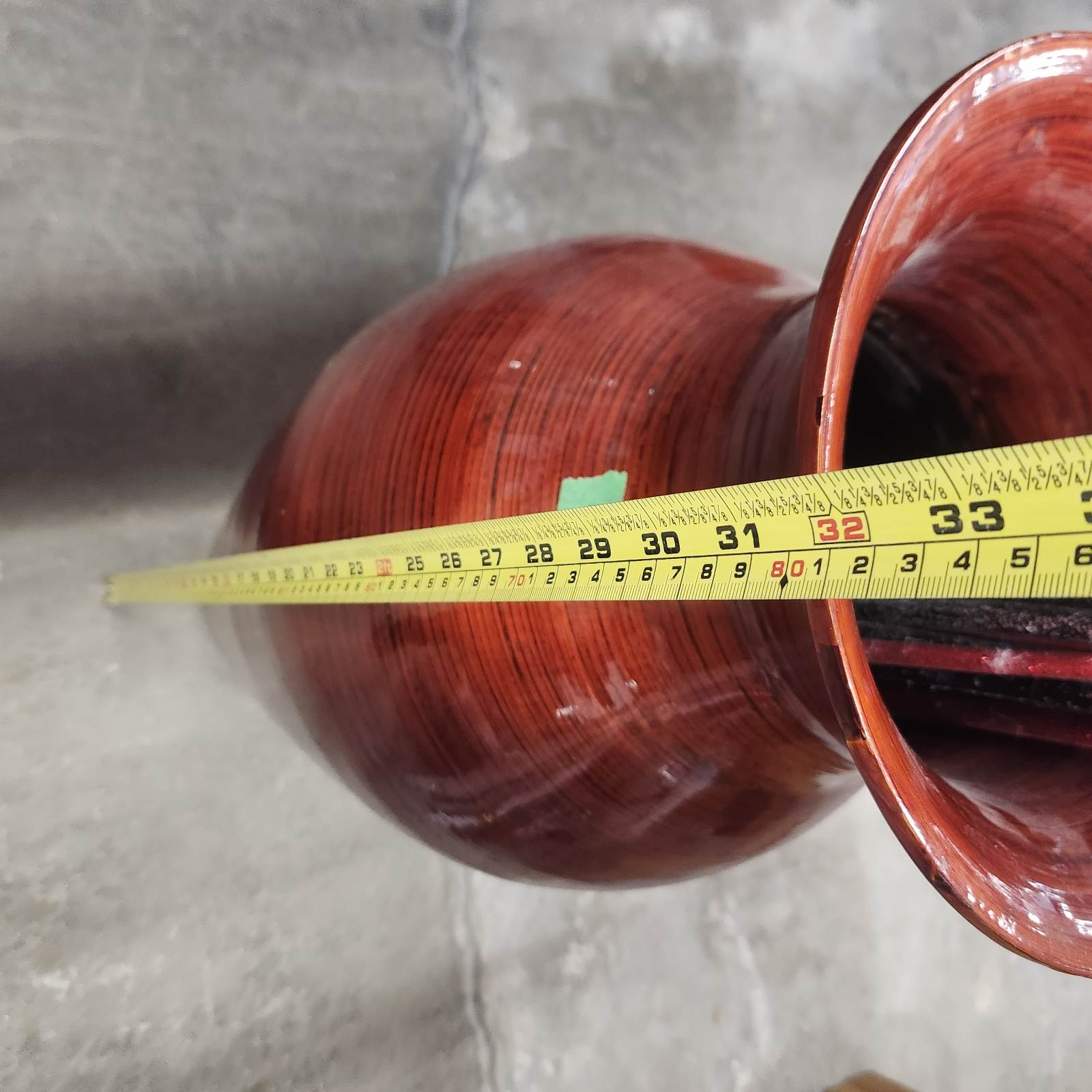 Floor Vase Red Bamboo Look Decor