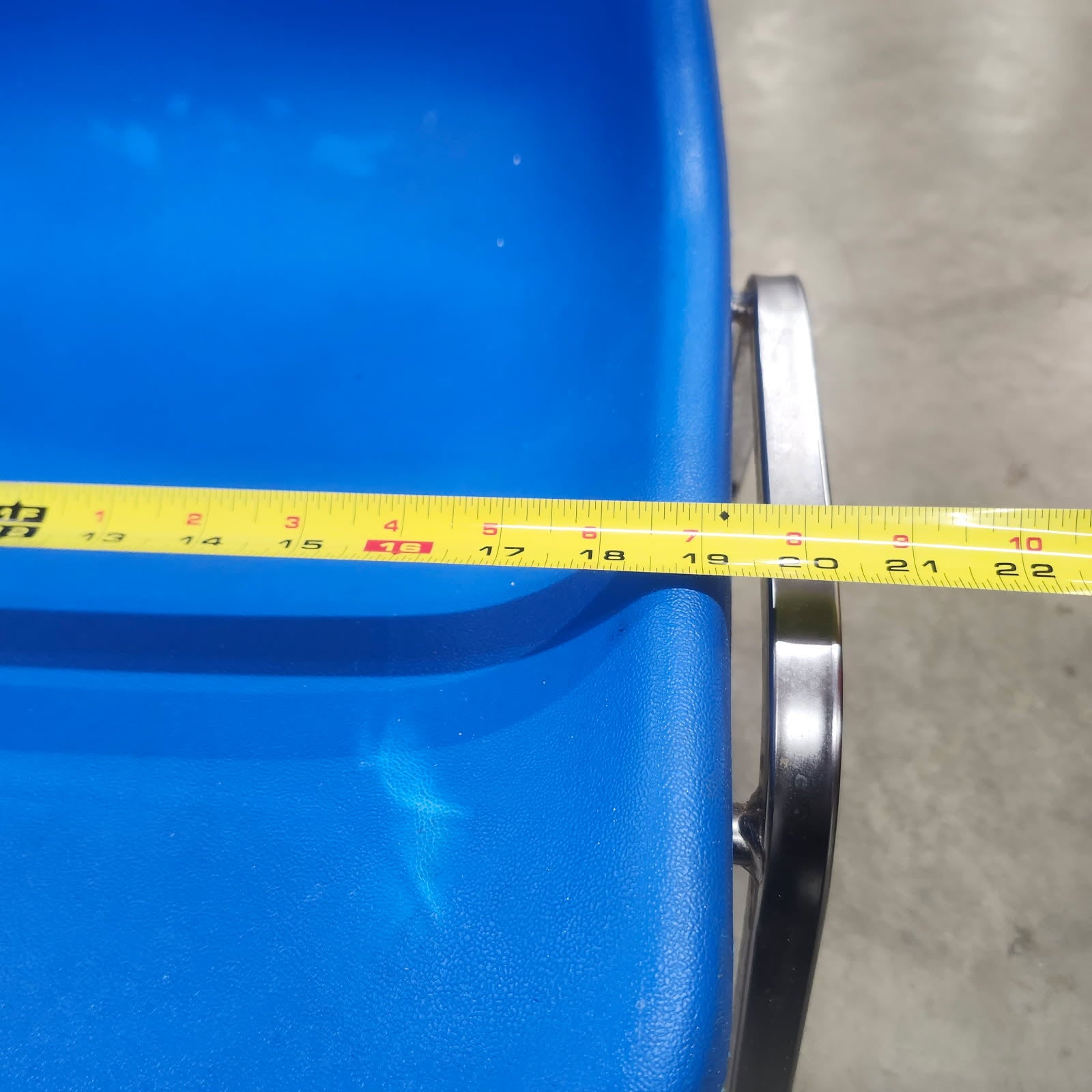 Blue Plastic Stackable Side Chair Metal Frame