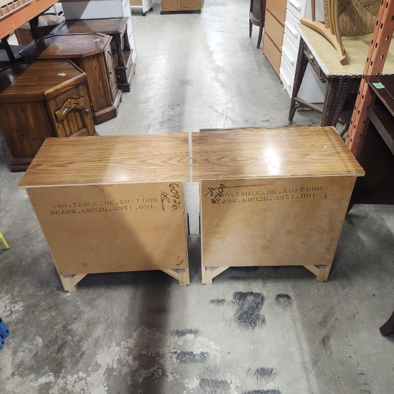 Pair of Nightstands 2-Drawer End Tables Vintage