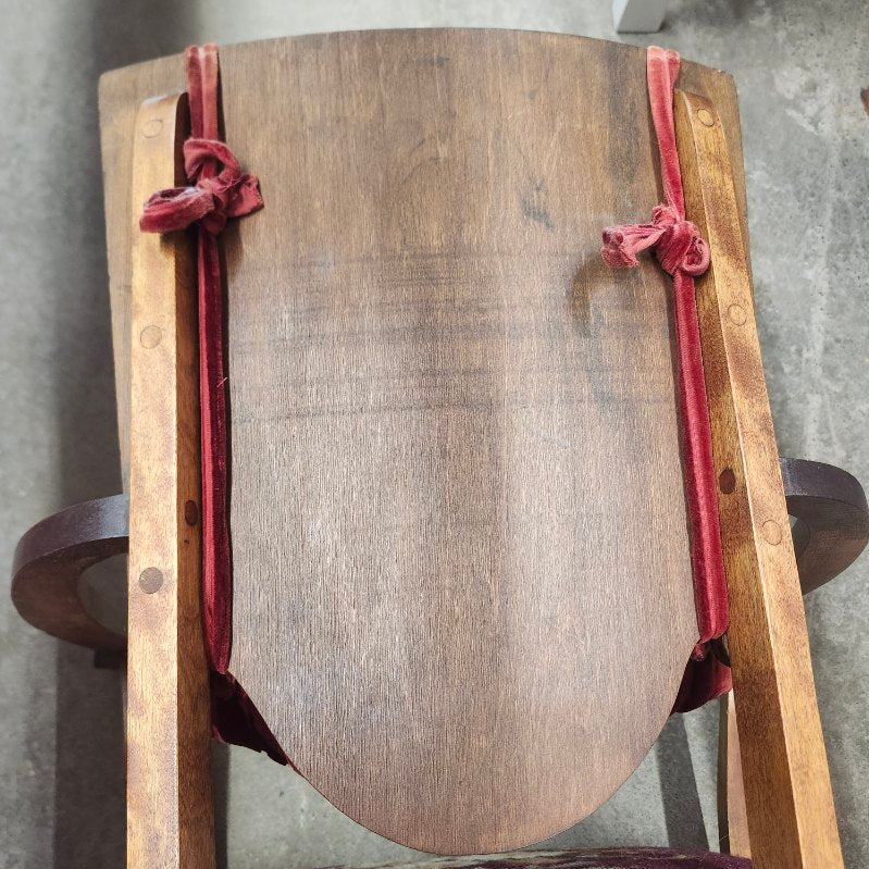 Antique Rocking Chair Wood Tapestry Needlepoint