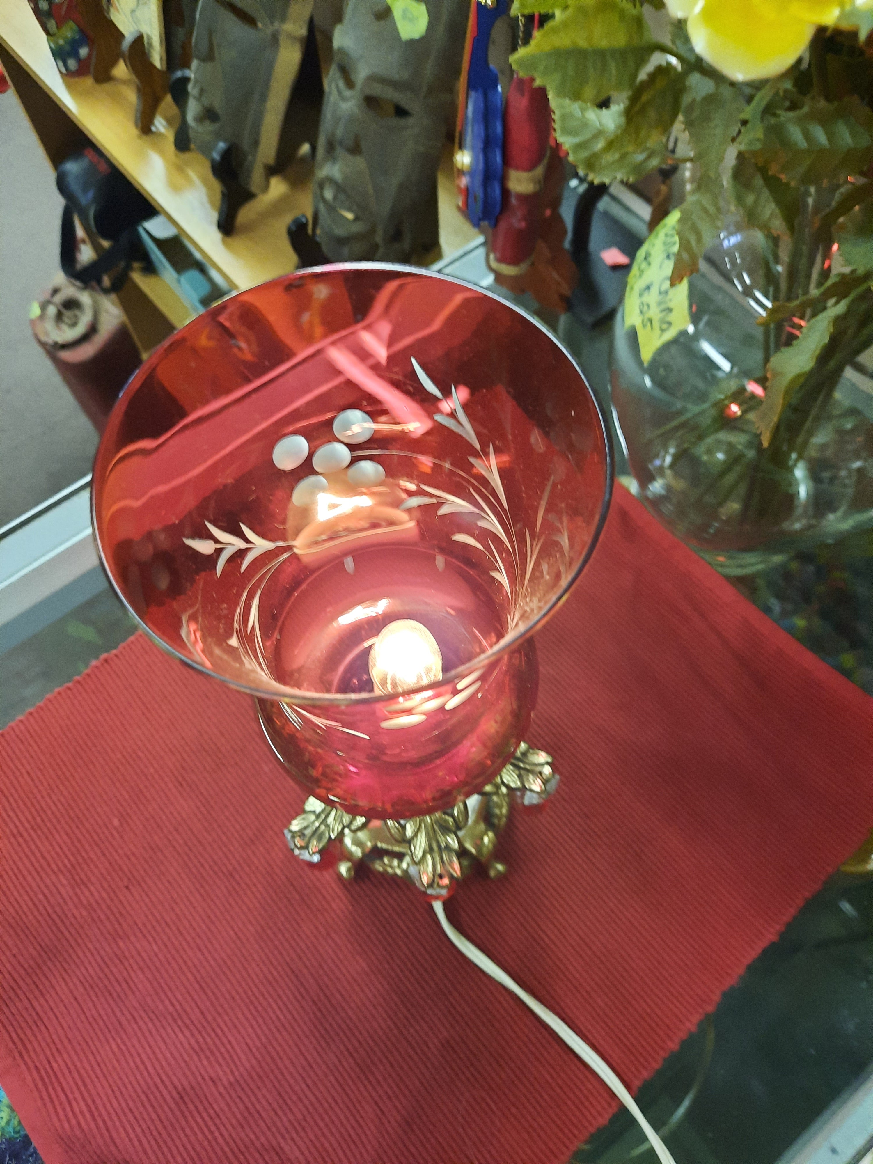 Vintage Cranberry Table Lamp