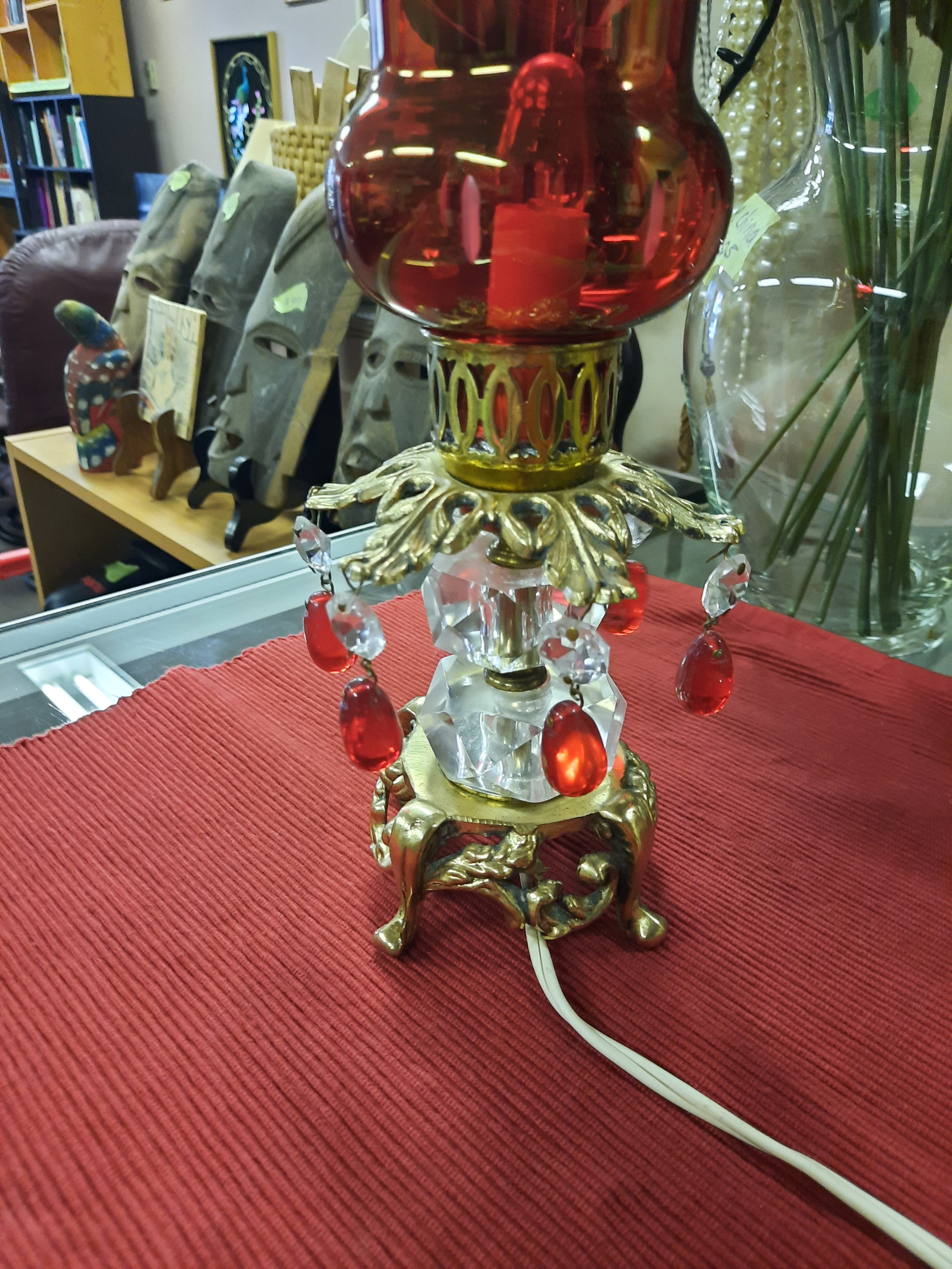 Vintage Cranberry Table Lamp